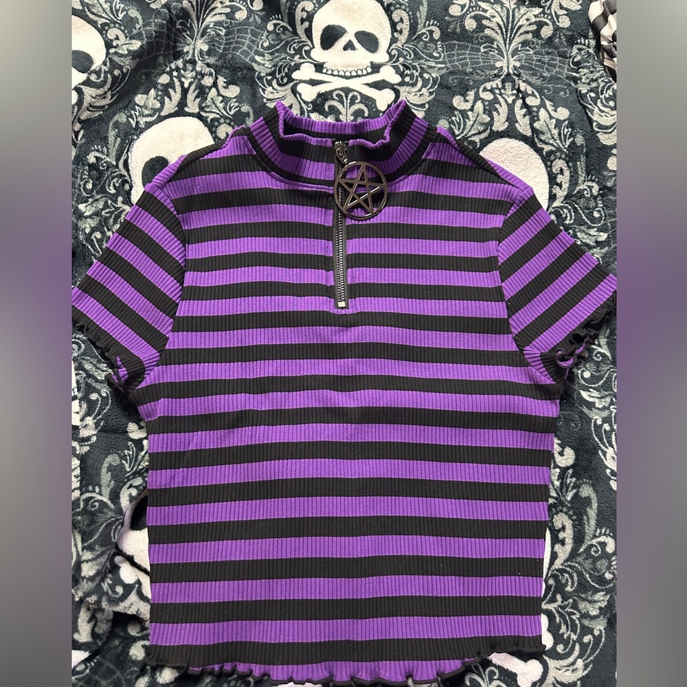 Killstar Malkin striped crop top